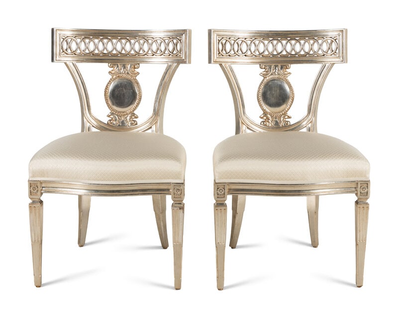 A Pair of Nancy Corzine Silvered Florentine Side Chairs (1 of 4)