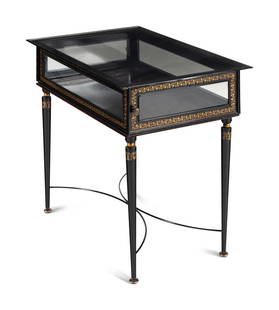 A Painted Metal Vitrine Table: A Painted Metal Vitrine Table 20th CenturyHeight 25 x width 28 3/4 x depth 19 inches. This lot is located in Chicago.