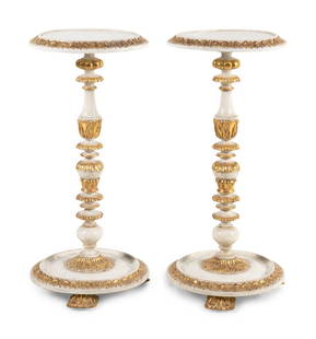 A Pair of Ebanista Tuileries Side Tables: A Pair of Ebanista Tuileries Side Tables Height 28 1/4 x diameter 13 1/2 inches. This lot is located in Chicago.