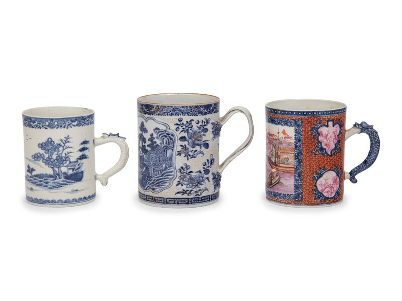 Three Oversized Chinese Export Porcelain Mugs (1 of 3)