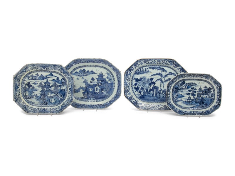Four Chinese Export Porcelain Platters (1 of 2)