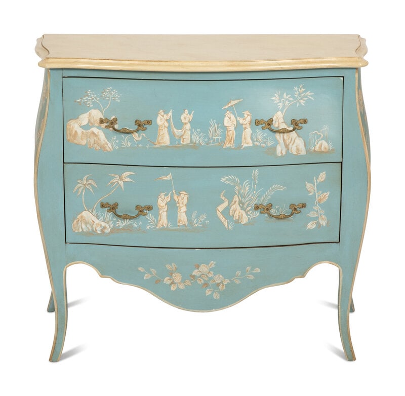 A Louis XV Style Painted Bombe Commode with Chinoiserie Decoration (1 of 4)