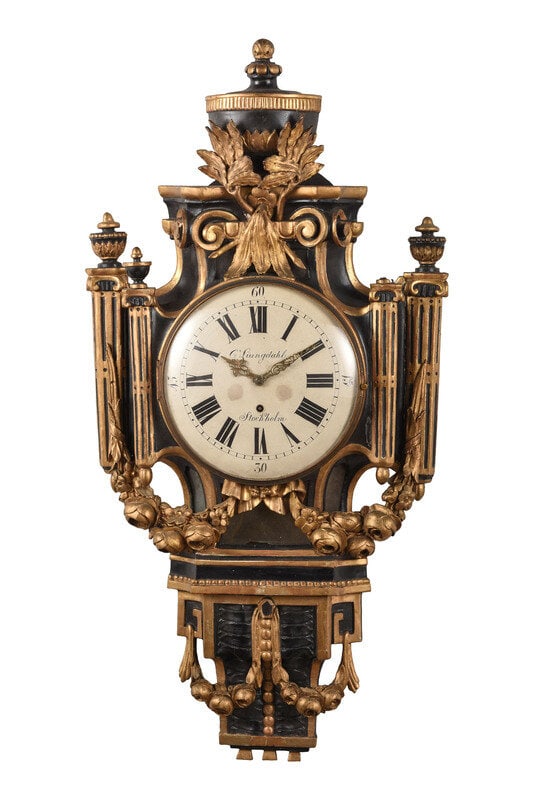 A Swedish Neoclassical Cartel Clock: A Swedish Neoclassical Cartel Clock Stockholm, 19th Century dial signed C. Liungdahl. Height 43 x width 22 inches. This lot is located in Cincinnati. Property from a Pri