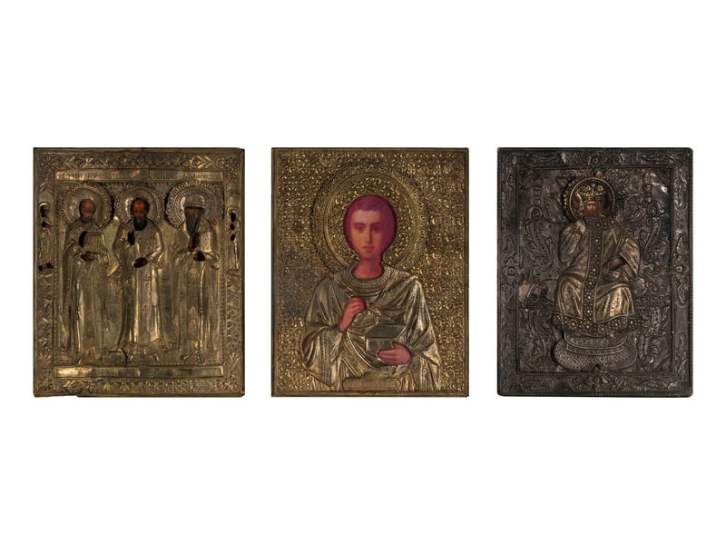 Three Russian Silver Oklad Icons (1 of 2)