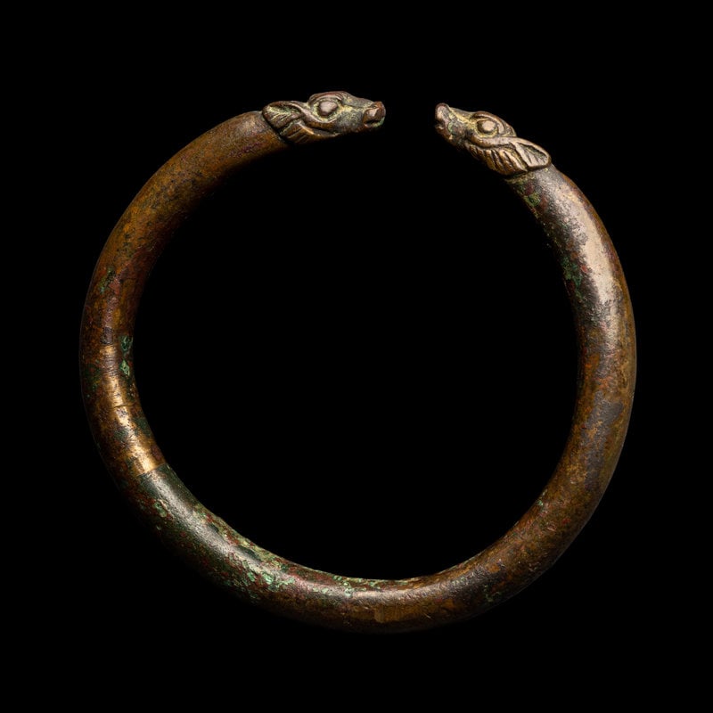 An Achaemenid or Lydian Bronze Bracelet with Calf-head Terminals (1 of 4)