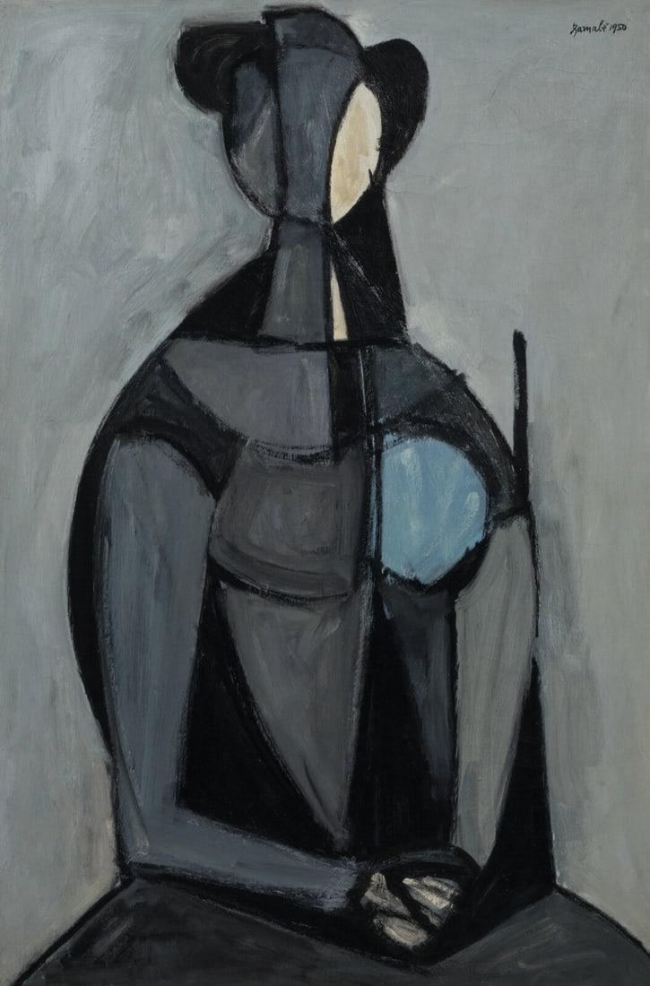 Duilio (Dubè) Barnabè
(Italian, 1914-1961)
Figura seduta, fondo grigio (Sitting Figure,  (1 of 6)