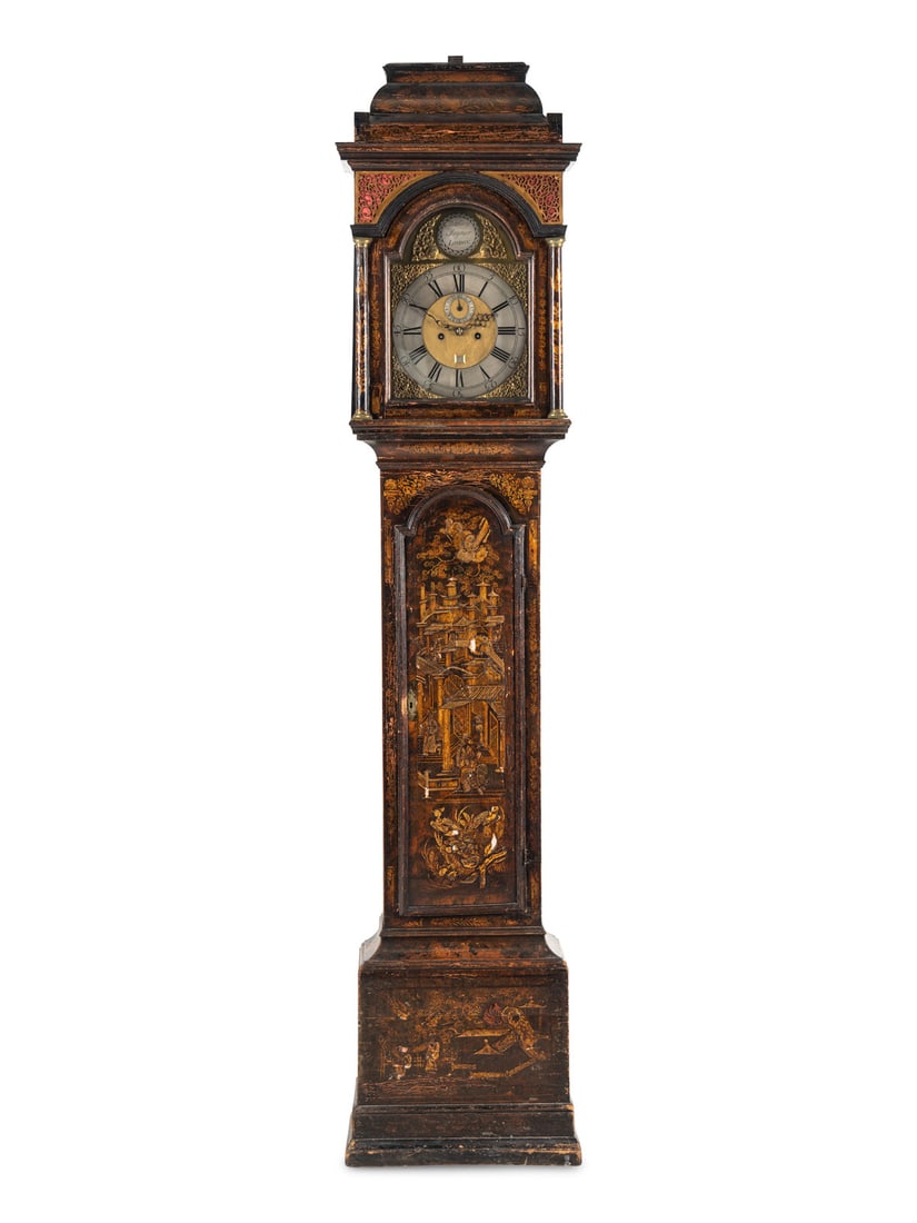 A George I Black and Gilt-Japanned Oak Tall Case Clock (1 of 9)