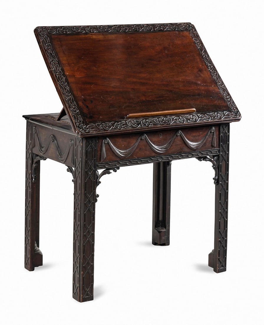 A George III Carved Mahogany Architect's Desk (1 of 5)