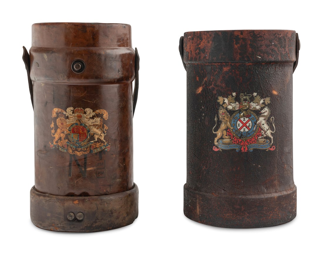 Two English Leather Artillery Buckets (1 of 6)