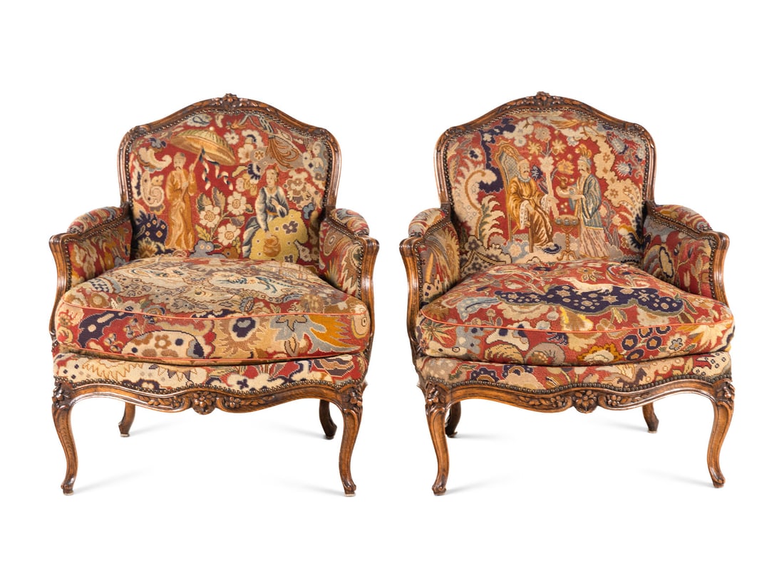 A Pair of Louis XV Style Bergères (1 of 5)