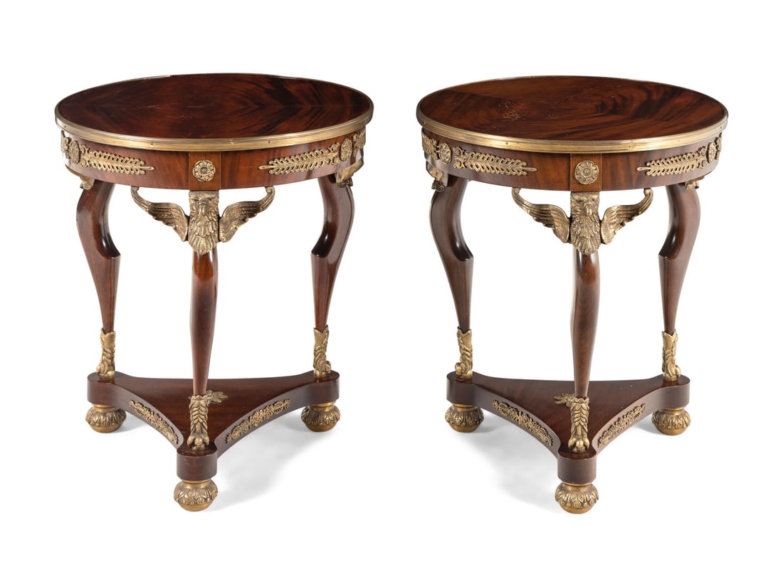 A Pair of Empire Style Gilt Bronze Mounted Mahogany Side Tables (1 of 4)