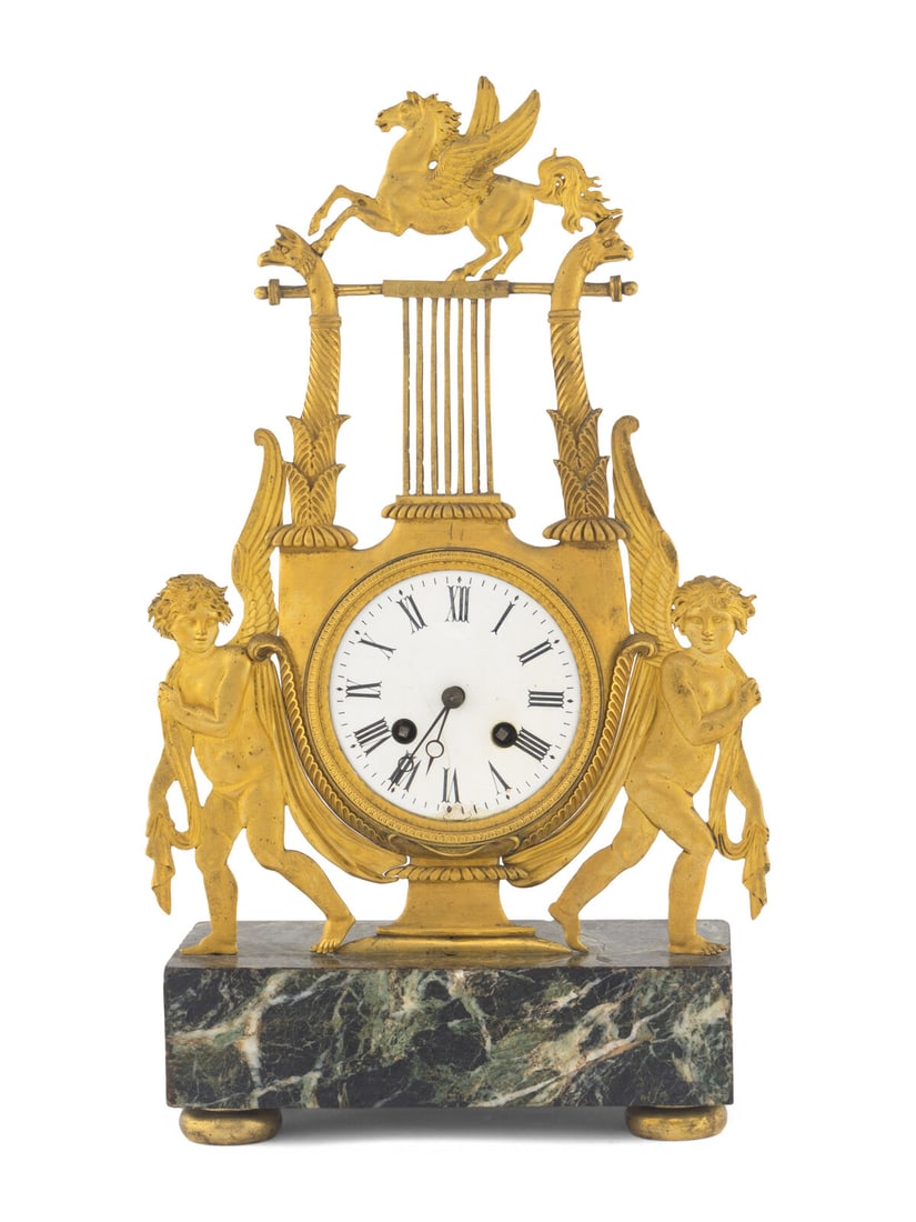 An Empire Style Gilt Bronze Lyre Form Clock (1 of 4)