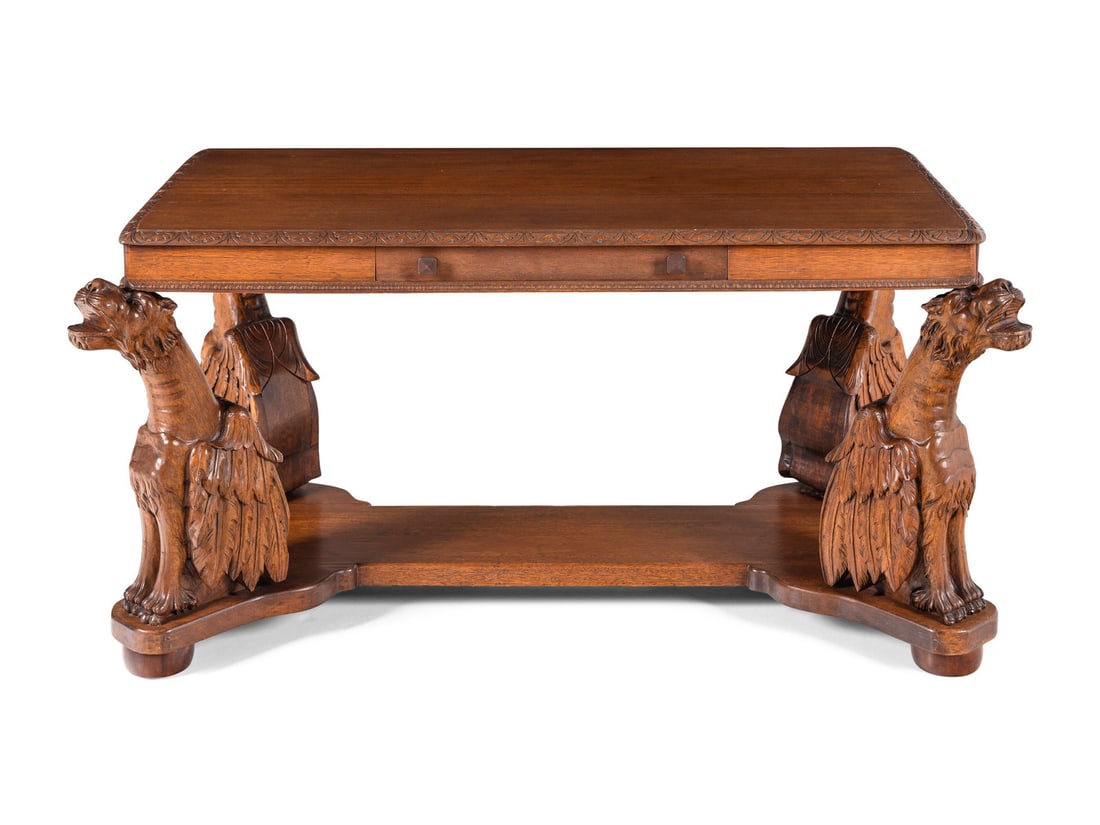 A Renaissance Revival Carved Walnut Partners' Desk (1 of 4)