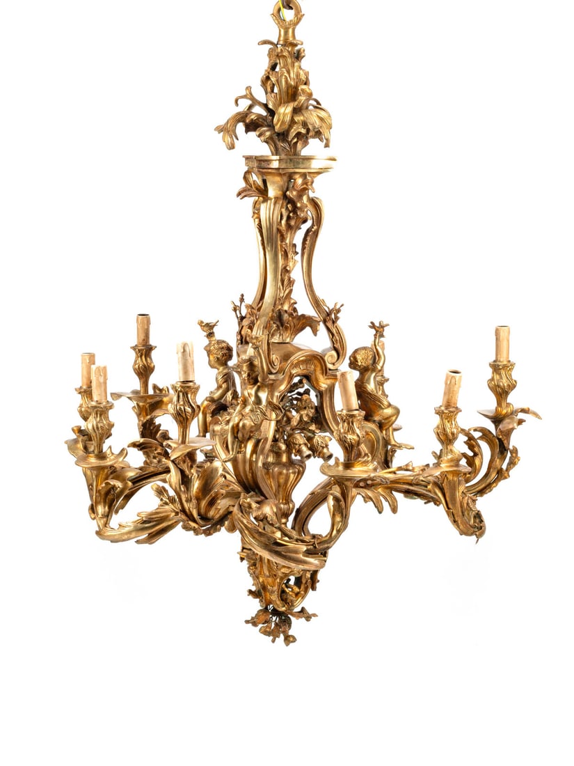 A Continental Gilt Bronze Nine-Light Chandelier (1 of 5)