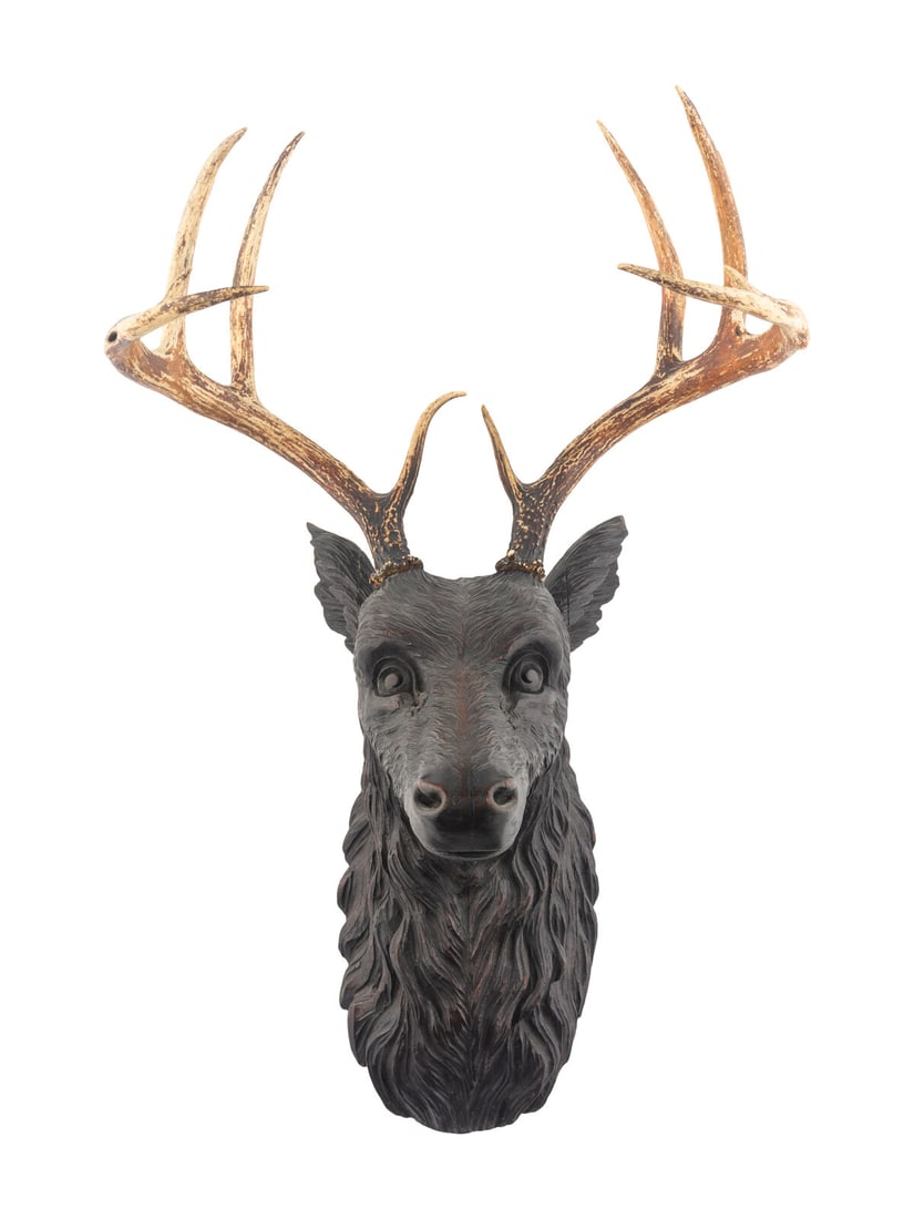 A Black Forest Carved Oak Stag Wall Mount (1 of 3)