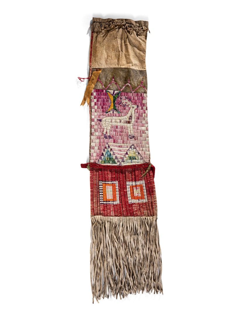 Sioux Quilled Pictorial Tobacco Bag (1 of 4)