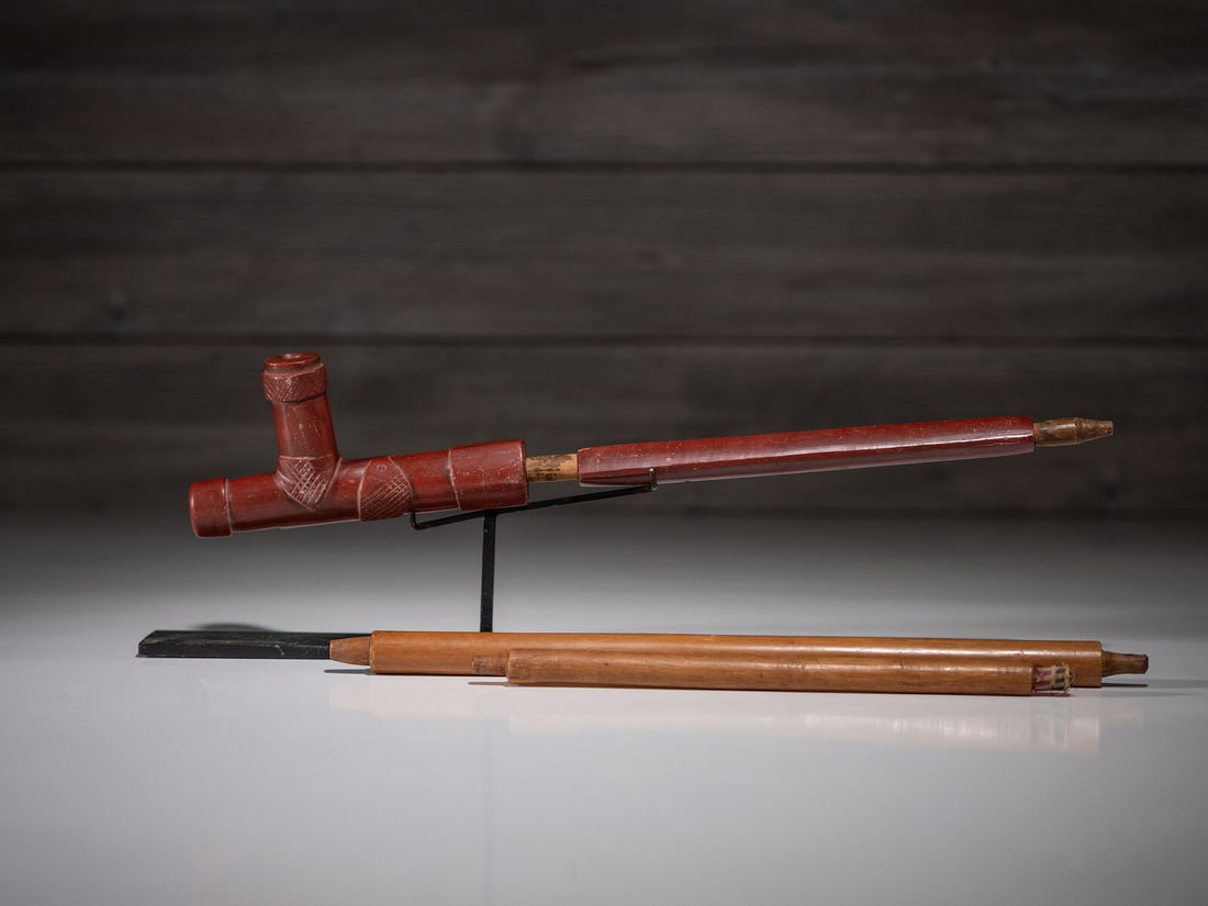 Plains Catlinite Pipe, with Additional Wood Stems (1 of 4)