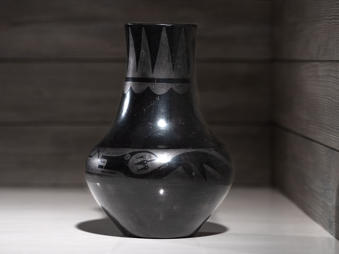 Maria Martinez (San Ildefonso, 1887-1980) Blackware Pottery Vase, with Avanyu 1923-1925 (1 of 5)