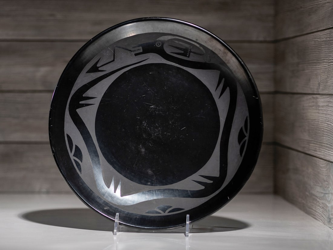 Maria and Santana Martinez (San Ildefonso, 1887-1980 / 1909-2002) Blackware Pottery Charger1943-1956 (1 of 2)