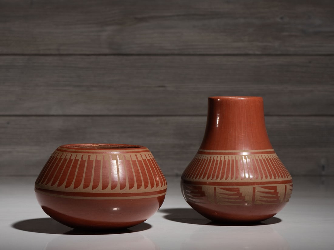 Crucita Calabaza, Blue Corn (San Ildefonso, 1921-1999) Redware Pottery Jars (1 of 5)