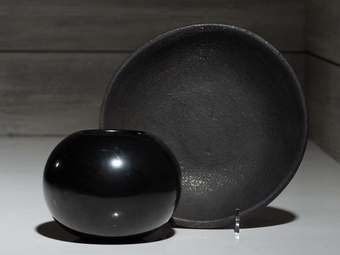 Crucita Calabaza, Blue Corn (San Ildefonso, 1921-1999) Blackware Pottery (1 of 4)