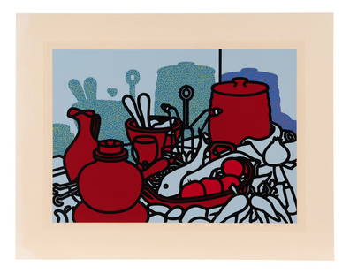 Patrick Caulfield (British, 1936-2005) Glazed Earthenware, 1976: Patrick Caulfield (British, 1936-2005) Glazed Earthenware, 1976 screenprint signed and numbered 4/76 in pencil 21 3/8 x 30 1/8 inches. Property from an Estate, Highland Park, Illinois Published by