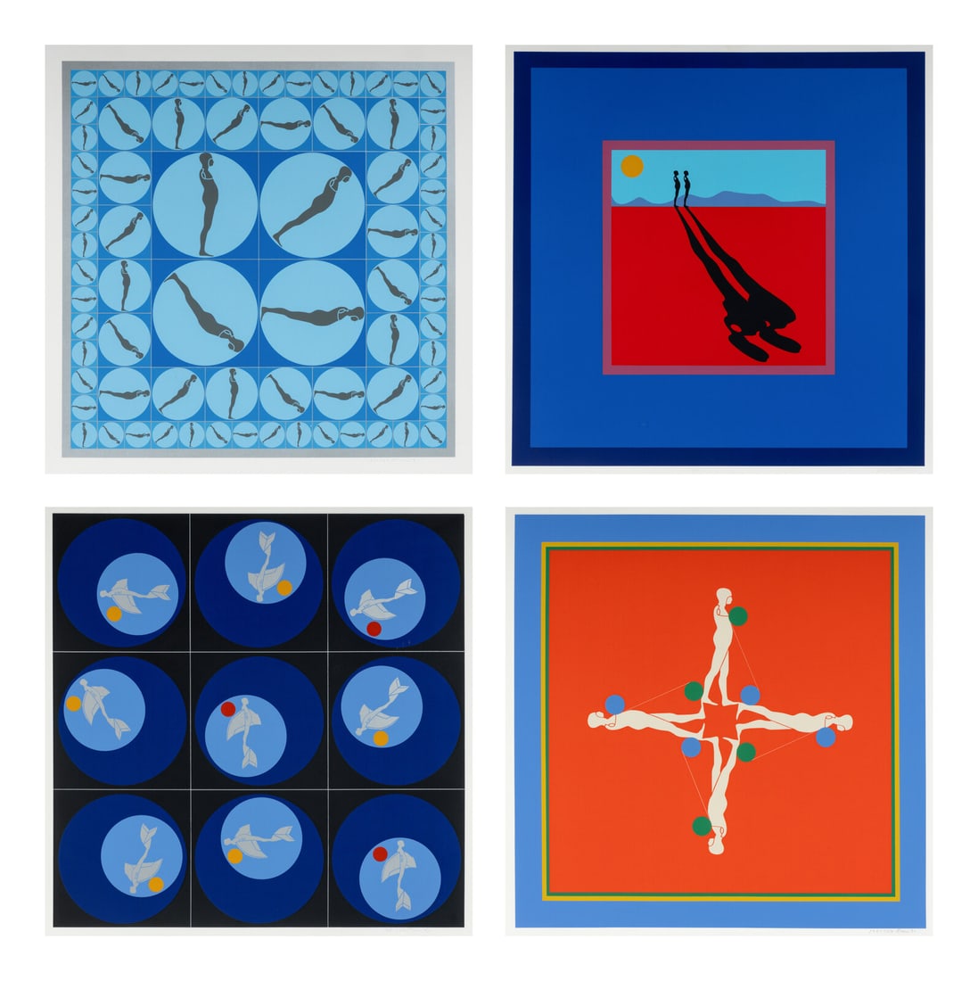 Ernest Trova (American, 1927-2009) Four works from Shadows, Planes, and Targets, 1971: Ernest Trova (American, 1927-2009) Four works from Shadows, Planes, and Targets, 1971 color screenprints each signed, dated, and numbered out of 150 in pencil Each: 23 x 23 inches. Property from the C