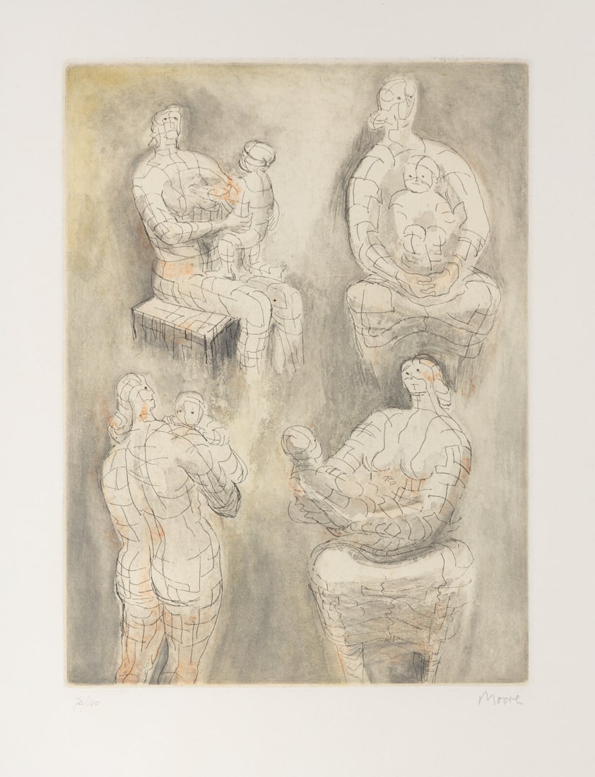 Henry Moore (British, 1898-1986) Four Mother and Child Studies, 1976 (1 of 6)