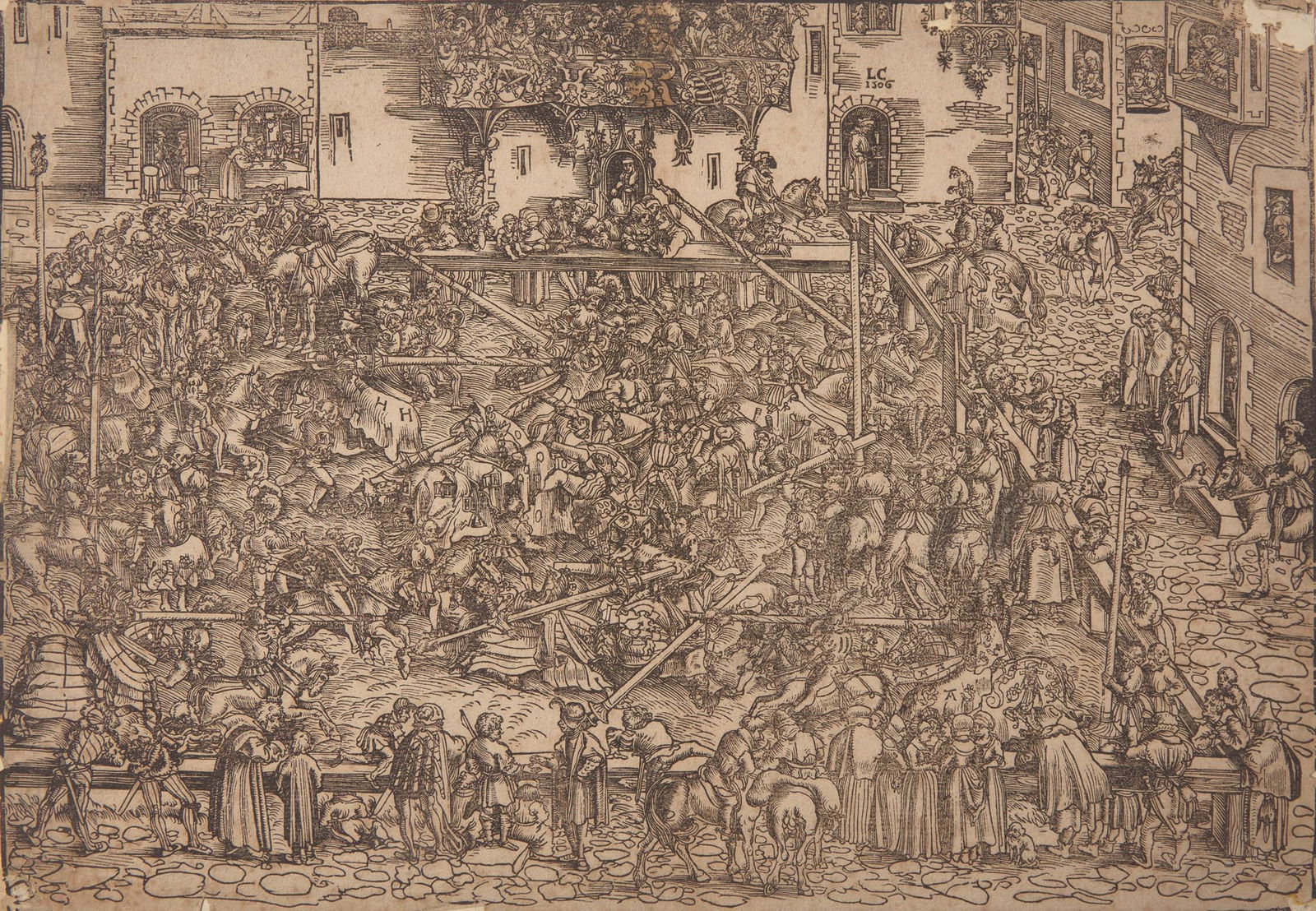 Lucas Cranach the Elder (German, 1472–1553) - The First Tournament: Lucas Cranach the Elder (German, 1472–1553) - The First Tournament 1506. Woodcut on laid paper, laid down to wove, trimmed to the border, the second, final state, a later impression showing brea