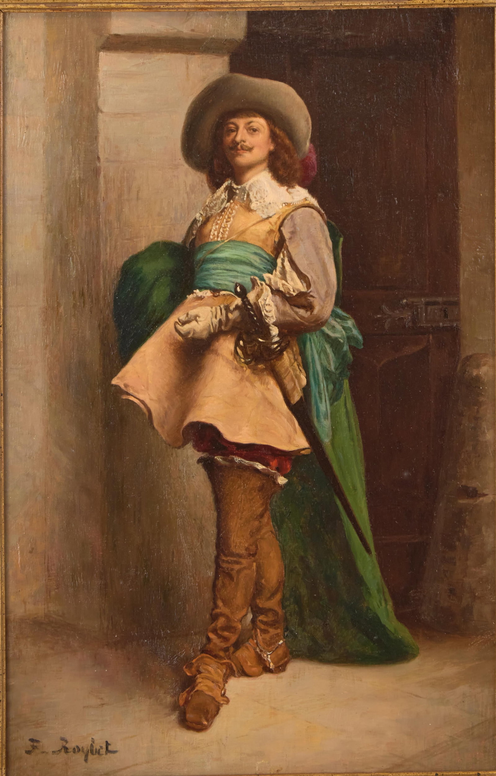 Ferdinand Roybet (French, 1840-1920) - Cavalier: Ferdinand Roybet (French, 1840-1920) - Cavalier Signed 'F. Roybet' bottom left, oil canvas laid down to panel 11 x 7 in. (27.9 x 17.8cm) Provenance Gaston Dernis, Paris. Christie's East, Sale of