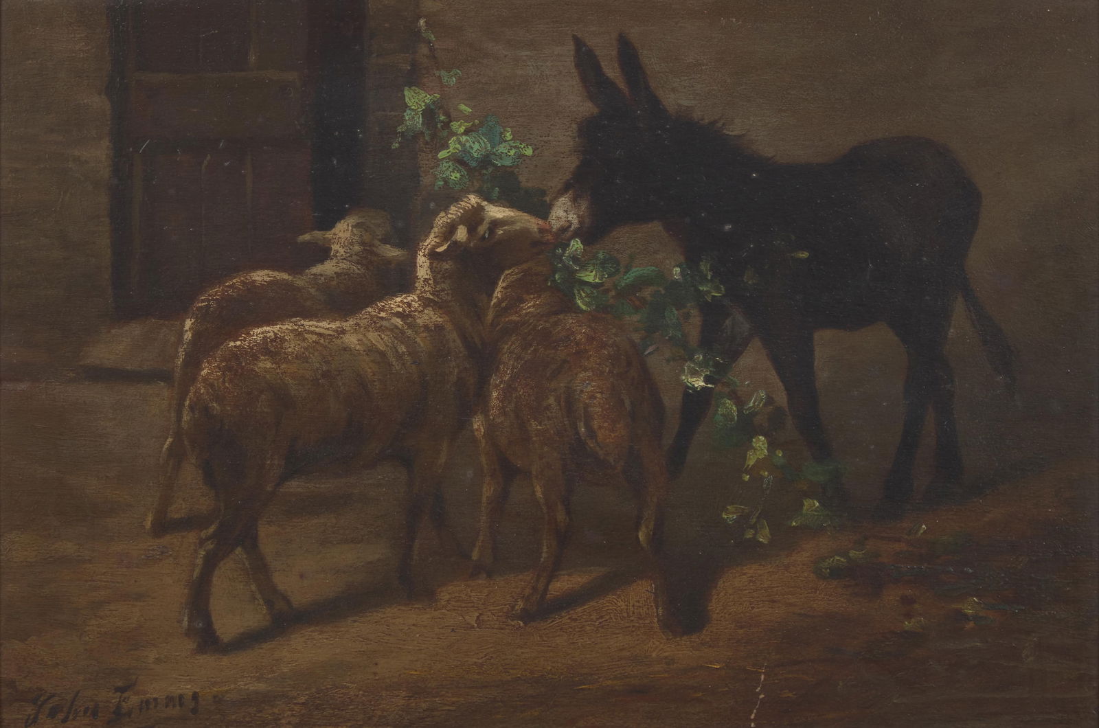 John Emms (British, 1844-1912) - Feeding Time (1 of 2)