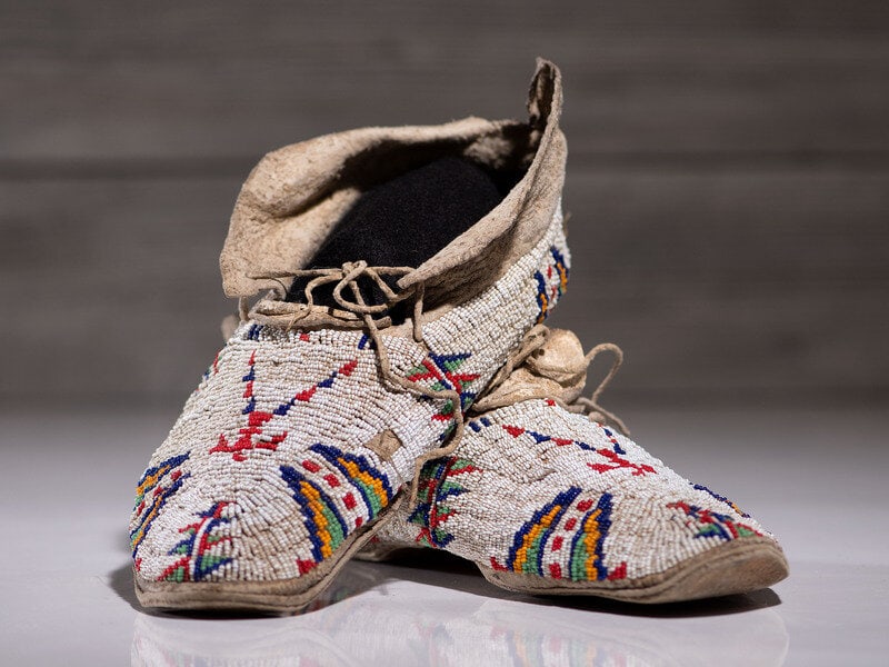 Sioux Beaded Hide Moccasins, with Thunderbird (1 of 4)