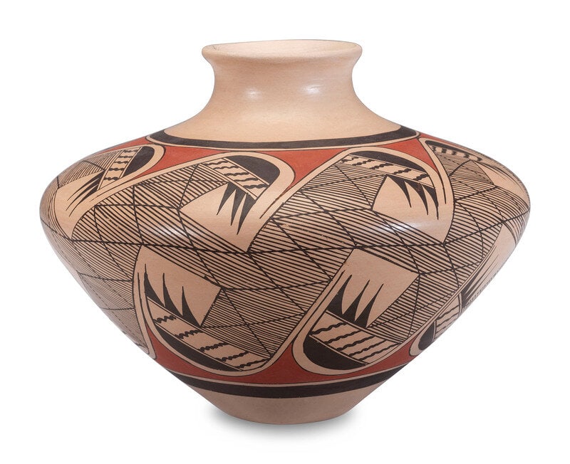 Clinton Polacca Nampeyo
(Hopi, 1958-2002)
Polychrome Pottery Jar, with Migration Pattern  (1 of 4)