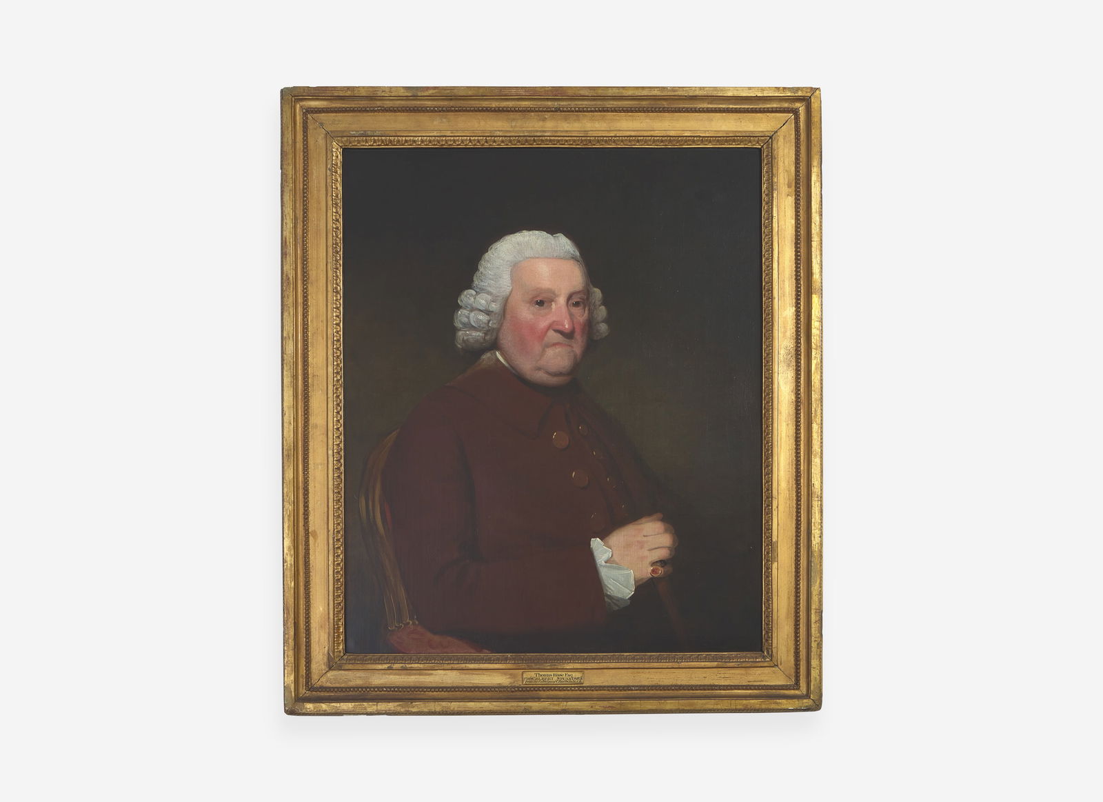Gilbert Stuart (British/American, 1755–1828), Portrait of Thomas Bisse, Esq. (1710-c. 1810),: Gilbert Stuart (British/American, 1755–1828), Portrait of Thomas Bisse, Esq. (1710-c. 1810), circa 1785 Oil on canvas, framed, plaque affixed to front of frame identifies sitter. 29 in. x