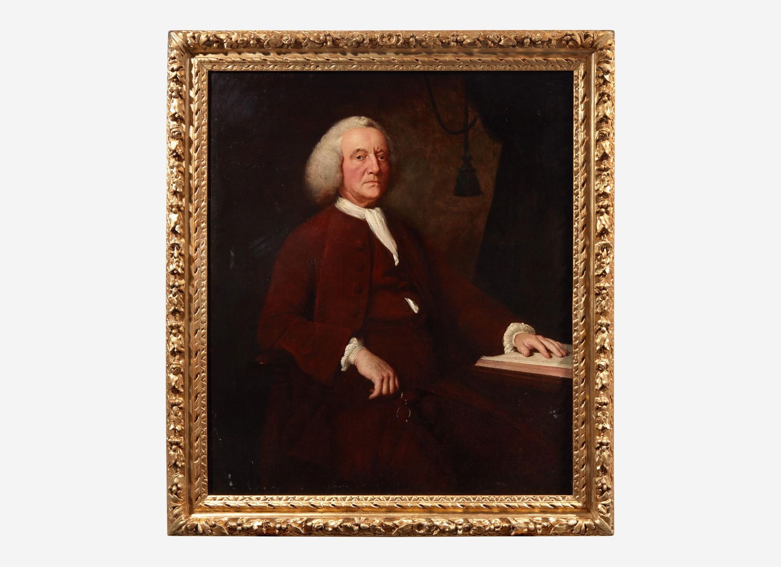 Attributed to Mason Chamberlin (English,1727-1787), An unrecorded portrait of Benjamin Franklin: Attributed to Mason Chamberlin (English,1727-1787), An unrecorded portrait of Benjamin Franklin (1706-1790), circa 1778 Oil on canvas, inscribed on verso, “Pietro Longhi/ Venisia/ Perisia del Prof.