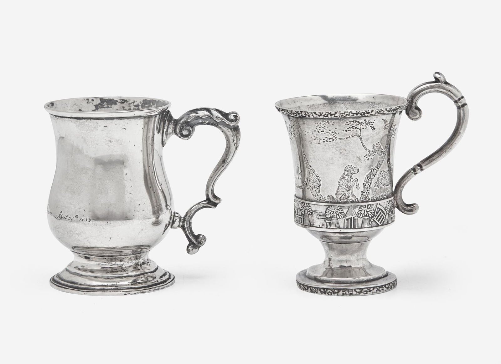 Two rare silver cups, Gerardus Boyce (1796-1880, active c. 1814-1854), New York, NY, circa 1820-1840 (1 of 5)