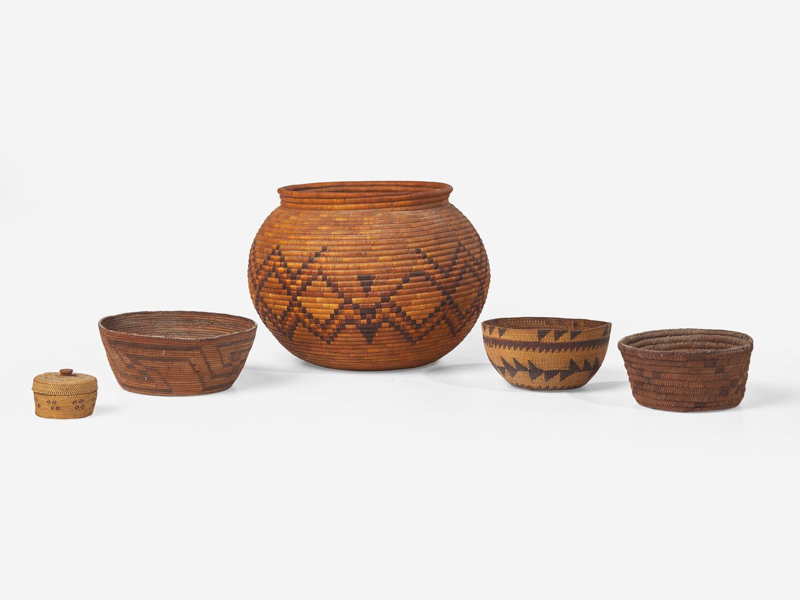 A group of five California baskets, early 20th century (1 of 2)