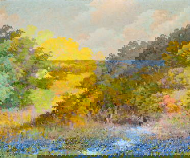Robert William Wood (British/American, 1889-1979) Texas Landscape: Robert William Wood (British/American, 1889-1979) Texas Landscape oil on canvas signed Robt Wood (lower left) 25 x 30 1/4 inches