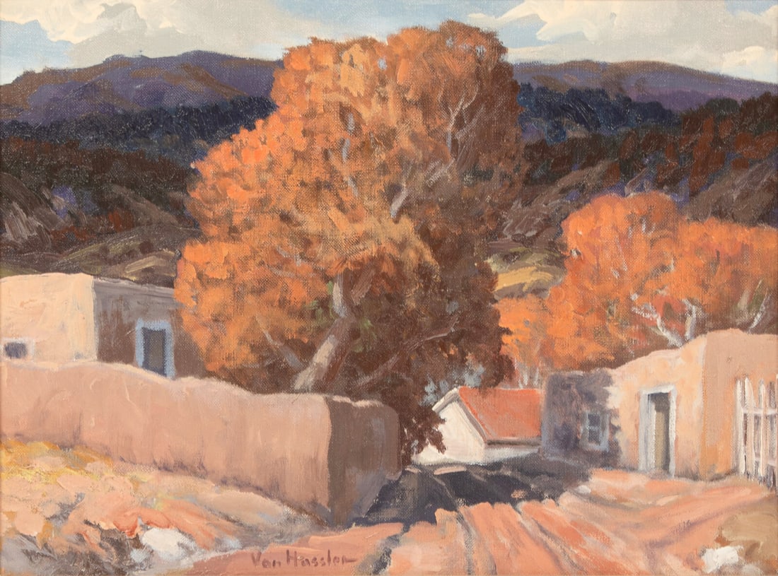 Carl Von Hassler (American, 1887-1969) New Mexico Village in Late Fall (1 of 5)