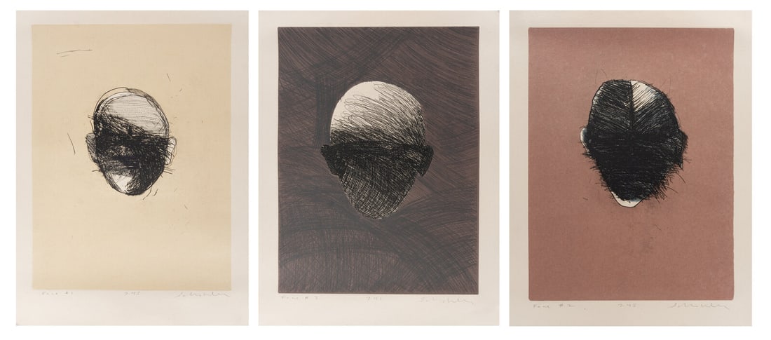 Fritz Scholder (Luiseño, 1937-2005) Three Works: Face #1, Face # 2 and Face #3, edition 7/45 (1 of 8)