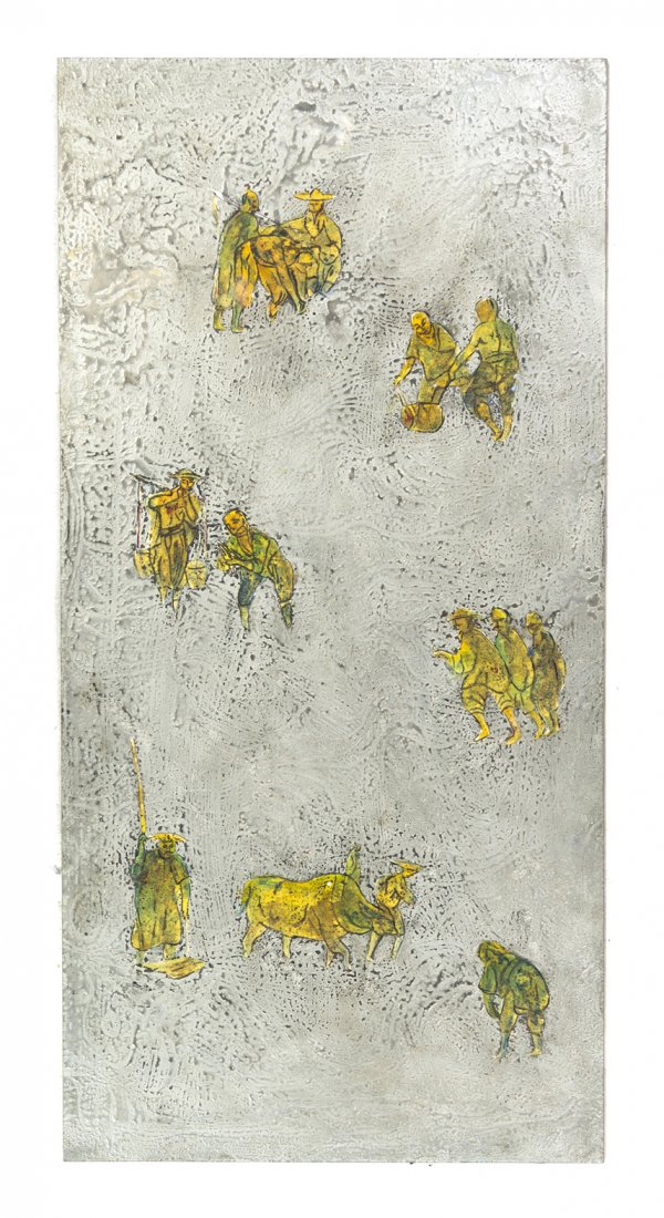 A Philip and Kelvin Laverne Bronze Panel, Height : A Philip and Kelvin Laverne Bronze Panel, of rectangular form decorated with Eastern farmers. Height 47 3/4 x width 23 3/4 inches. Property from the Ethel Miller Siegel Trust, Bloomfield Hills, Michig