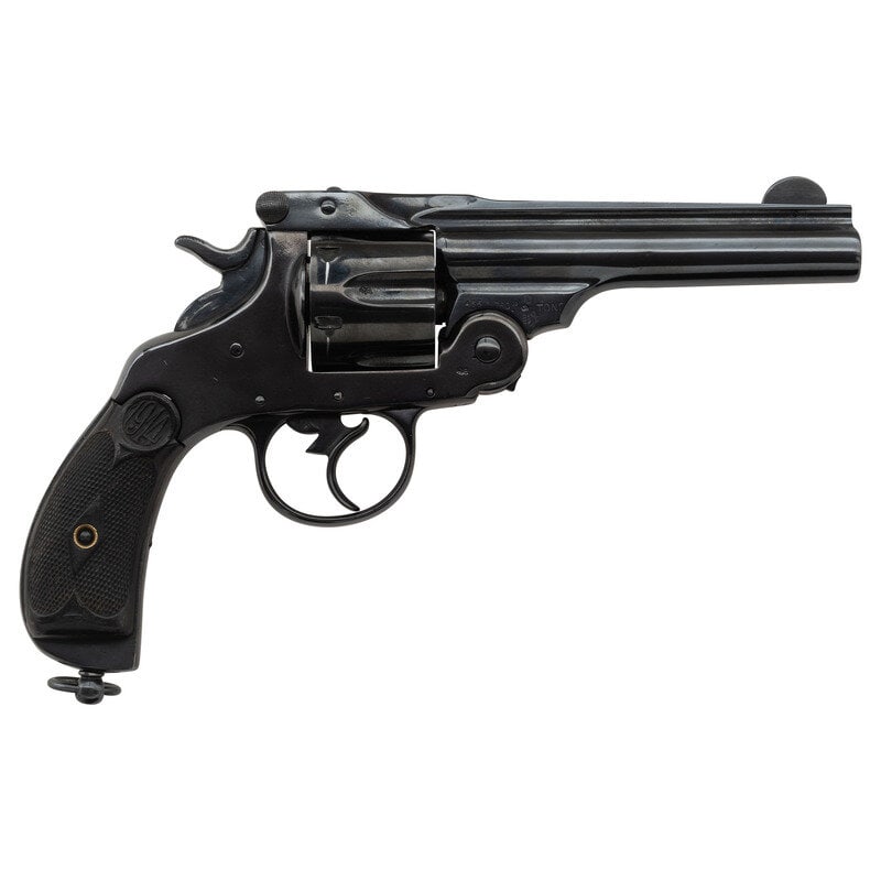**Refinished Trocaola Aranzabal Old Pattern Revolver (Spanish Webley Copy): **Refinished Trocaola Aranzabal Old Pattern Revolver (Spanish Webley Copy) World War I .455 Webley. 5" ribbed barrel. SN: 367. Blued metal finish. Grips do not appear to be original, and are checkered