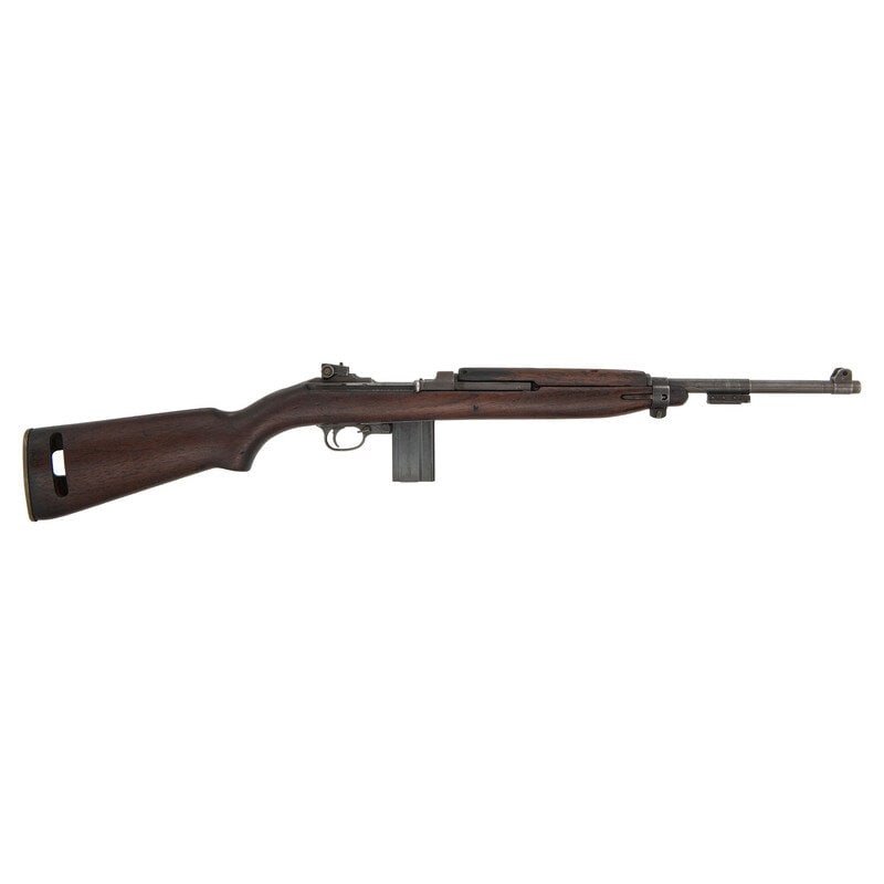 **Standard Products U.S. M1 Carbine: **Standard Products U.S. M1 Carbine World War II .30 Carbine. 18" barrel length. SN: 2232428. Parkerized metal finish with blued bolt set in a Walnut low-wood semi-pistol grip stock with bayonet lug a