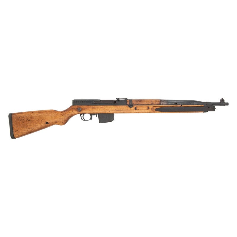 ** CZ vz.52: **CZ vz.52 Cold War 7.62x45mm Czech. 20.625" barrel length. SN: G68157. Parkerized metal finish. Hardwood stock has a plain semi pistol grip and forearm, with grasping grooves and stamped metal and wo