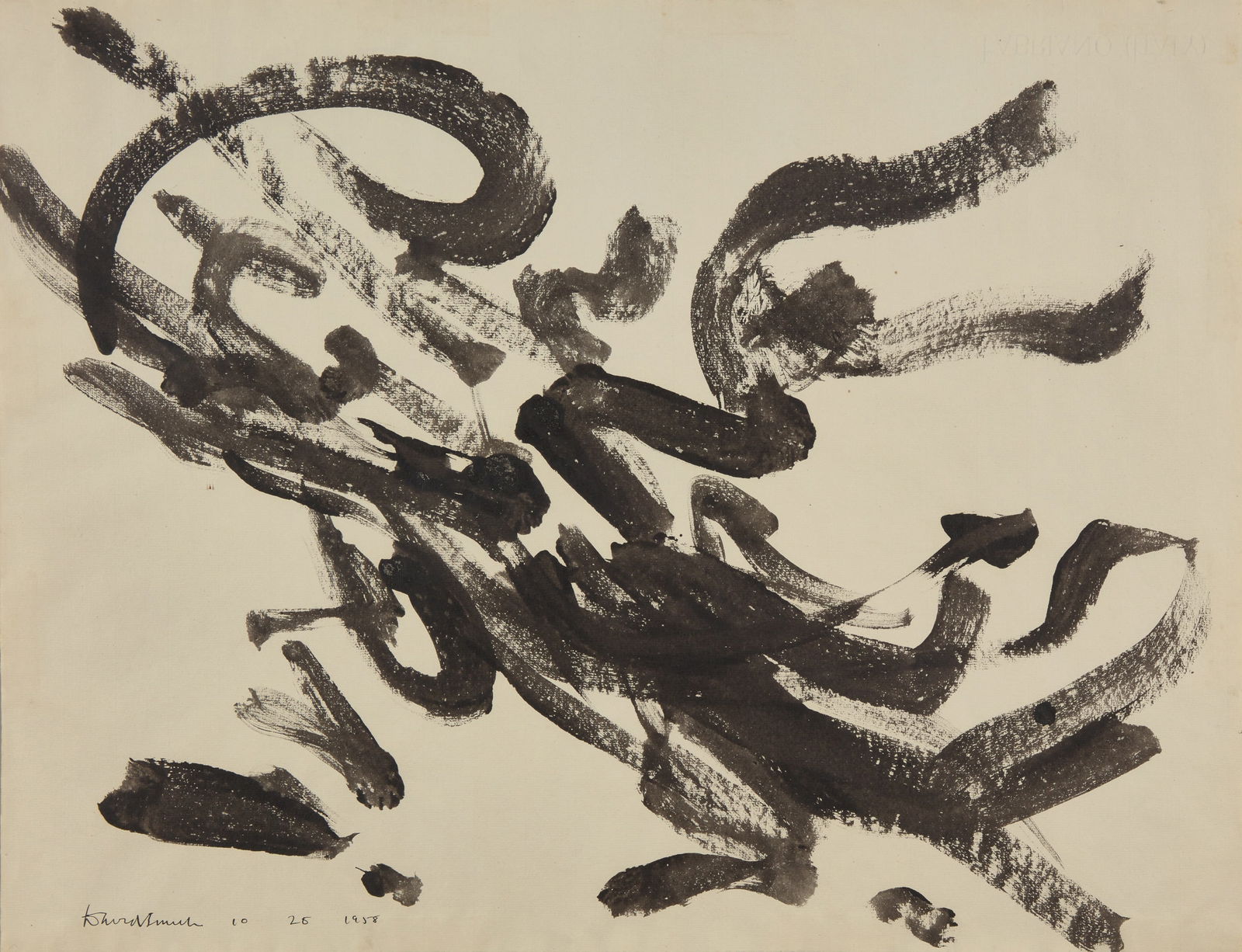 David Smith (American, 1906-1965) - D S 10 28 1958: David Smith (American, 1906-1965) - D S 10 28 1958 Signed and dated ‘David Smith 10 28 1958’ bottom left, egg tempera and India ink on wove paper. 20 x 24 ¾ (50.8 x 62.9cm) Provenance