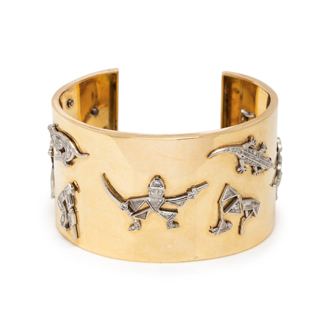 YELLOW GOLD AND ART DECO CHARM CUFF BRACELET (1 of 3)