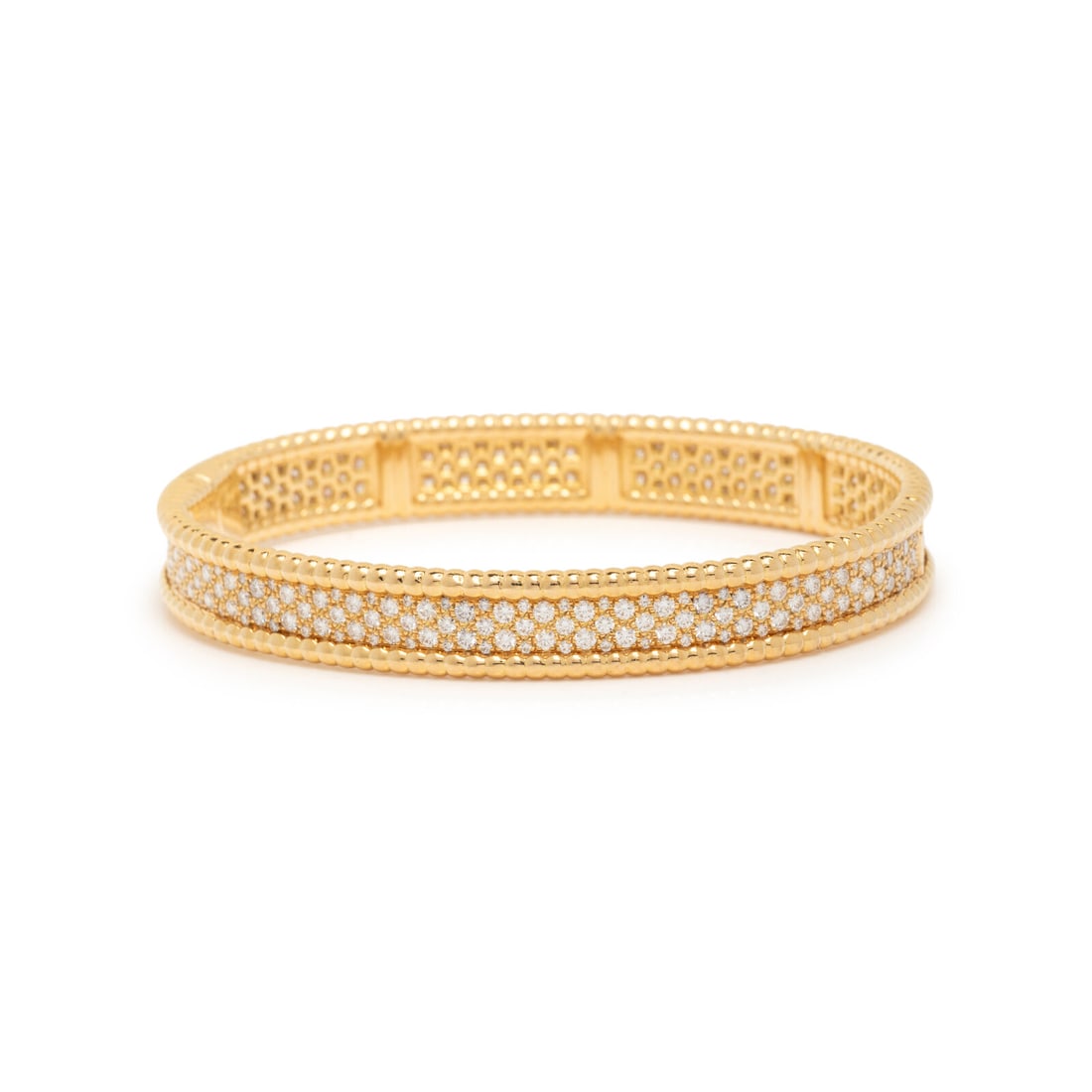 VAN CLEEF & APRELS, YELLOW GOLD AND DIAMOND 'PERLÉE' BANGLE BRACELET (1 of 2)