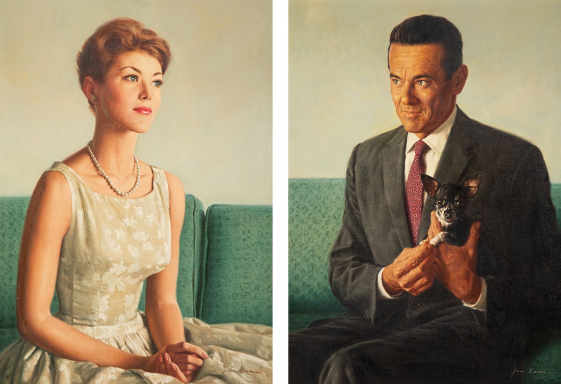 James E. Bama (American, 1926-2022)  Portraits of Larry Liebowitz and Dian Roland, 1961 (1 of 12)