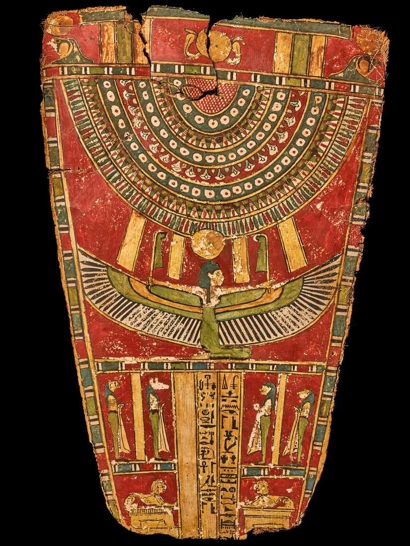 An Egyptian Painted Cartonnage Sarcophagus Fragment (1 of 3)