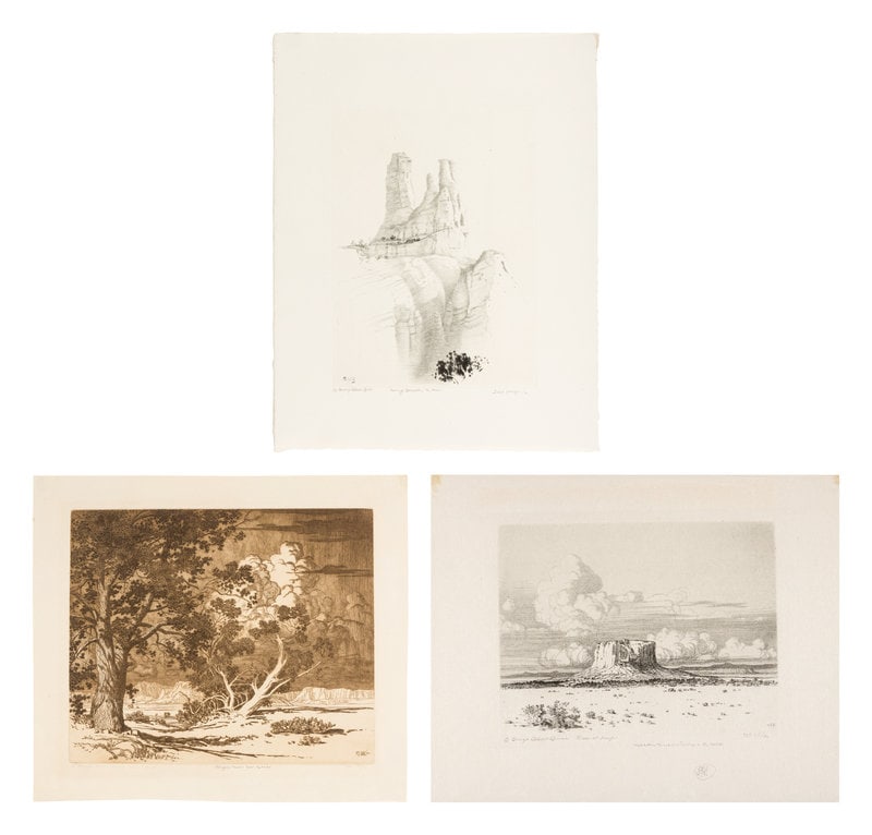 George Elbert Burr
(American, 1859-1939)
Three Works: Mesa Encantada, N. Mex, Pinon Trees - New Mexi (1 of 6)